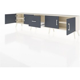 Resim Arges Tv Ünitesi 2 Raflı Tek Çekmeceli 4 Kapaklı 220x30x51 Aytaşı-antrasit Antrasıt/antrasıt - Aytası 