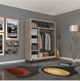 Resim Kenzlife giysi dolabı necmettin 150*120*40 crd gardırop tekerlekl 
