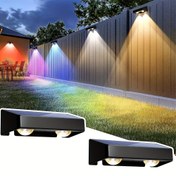 Resim 2/4/8'li Paket Güneş Enerjili Çit Işıkları, RGB+Sıcak Beyaz+Soğuk Beyaz, 11 Renk Modlu Güneş Enerjili Duvar Işıkları, Dış Mekan Güneş Enerjili Bahçe ve Teras Aydınlatması, Otomatik Açma/Kapama Alacakaranlıktan Şafağa Güneş Enerjili Bahçe Işıkları 