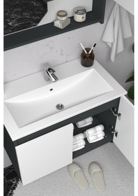 Resim Teta Home Napoli 80 Cm Mdf Banyo Dolabı Seti Antrasit-beyaz Antrasit - Beyaz 