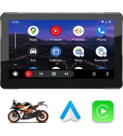 Resim 7'' Carplay Motosiklet Gidon Için Su Geçirmez Navigasyon Akıllı Ekran Ios ve Android Uyumlu 