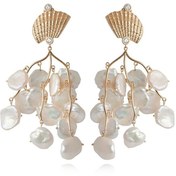 Resim Shell Petal Zirkon Taşlı Pearl Kadın Küpe 