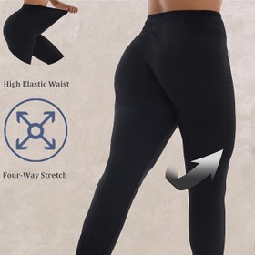 Resim Plus Beden, Plus Beden Kadınlar İçin Yüksek Bel Leggings - 4 Yönlü Esnek Elastik Bel Bandı, Düz Siyah 7/8 Uzunlukta Pantolonlar, Günlük ve Her Mevsim Giyim için - Makinede Yıkanabilir Giysi, Çok Yönlü Kıyafetler, Yüksek Esneklikte Bel Bandı 