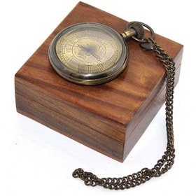 Resim Store Ahşap Kutulu Pirinç Köstekli Saat 7*5 Cm Model 2 