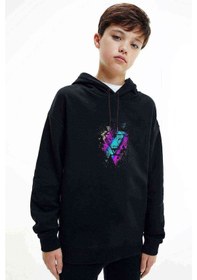 Resim Triangle Lion Lev Raznotsvet Baskılı Unisex Çocuk Kapüşonlu Sweat 