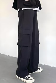 Resim Ef Butik Siyah Kargo Cep Bol Paça Eşofman Altı 