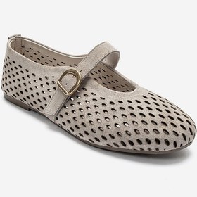 Resim Luvishoes Luvi Shoes Arian Bej Süet Hakiki Der Delikli Kadın Babet Ayakkabı Bej Süet 