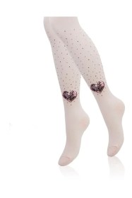 Resim Veraye Socks Kız Külotlu Çorap Pullu Taş Baskılı Pamuklu Penye 3'lü Beyaz-krem-pembe 