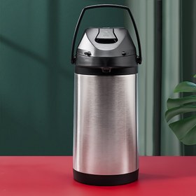 Resim 1 adet Basınç Tipi Yalıtımlı Su Isıtıcısı Sıcak Su Potu Yalıtımlı Şişe Paslanmaz Çelik İç Astarlı Sıcak Pot Hava Basıncı Sıcak Su Şişesi Büyük Kapasiteli Ev Çaydanlığı Kaynar Su Şişesi Yalıtımlı 3L Araba Montajlı Yalıtımlı Su Isıtıcısı Basınçlı Su Potu 