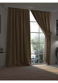 Resim Super Blackout Serisi Deve Rengi Tüyü Rengi Işık Geçirmez Ekstraforlu Fon Perde Deve Tüyü 