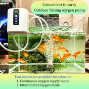 Resim Şarj Edilebilir Lityum Akvaryum Hava Pompası - Güç Göstergeli Taşınabilir Oksijen Jeneratörü, Sürekli/Ara Sıra Çift Modlu Pil/USB ile Çalışan, Balık Tankları ve Açık Havada Balık Tutma için İdeal, Acil Durum Oksijen Kaynağı, Balık Tankı Hava Pompası 