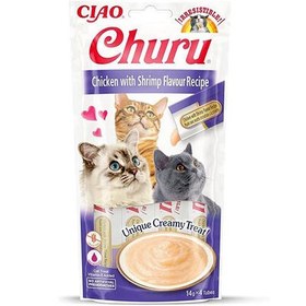 Resim Inaba Ciao Churu Cream Tavuklu ve Karidesli Kedi Ödül Kreması 4 x 14 Gr 