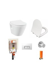 Resim VitrA İntegra Rim-ex Kanalsız Asma Klozet + VitrA Slim Duroplast Klozet Kapağı + Gömme Rezervuar 7062l003-0850 Beyaz 