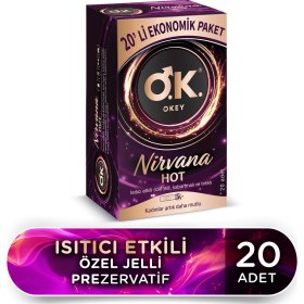 Resim Okey Nirvana Hot Prezervatif 20'li Isıtıcı Etkili Özel Jelli Tırtıklı ve Kabartmalı Afrodizyak Etkili 