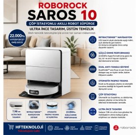Resim Roborock Ultra Ince Tasarım Retractsense™ Navigasyon Sistemi, Roborock’un Yeni Ince Tasarımı Saros 10 Akıllı Robot Süpürge 