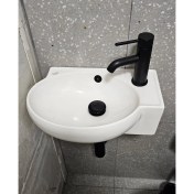 Resim Turkuaz Seramik Mini Köşe Lavabo 28 x 45 cm 