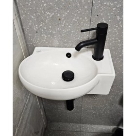 Resim Turkuaz Seramik Mini Köşe Lavabo 28 x 45 cm 