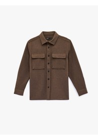 Resim Koton Regular Fit Cepli Klasik Yaka Uzun Kollu Gömlek Kahverengi 6sam60069hw Kahve 