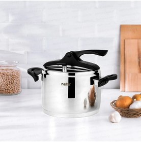 Resim Nehir Silver Trend Paslanmaz Çelik 6 Litre Düdüklü Tencere Gümüş - Siyah 