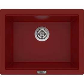 Resim POLEX Cristalüx Granit Evye P-09 Bordo Tezgah Altı Ve Tezgah Üstü Kare Mutfak Evyesi 55,5x43,5cm 