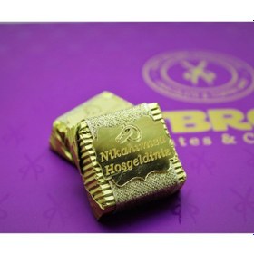 Resim Dark Brown Nikahımıza Hoşgeldiniz Çikolatası Sargılı Dolgulu 48 Adet 