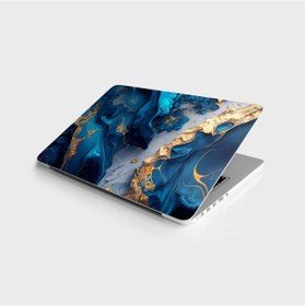 Resim Laptop Sticker Bilgisayar Notebook Pc Kaplama Etiketi Lüks Mermer Altın Mavi 