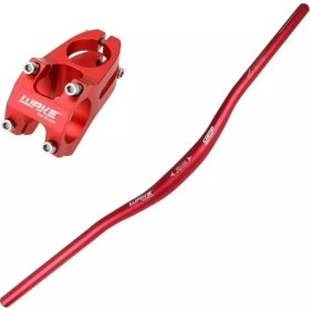 Resim Wake Gidon ve Boğaz Seti, Kırmızı Renk, Aluminyum, Uzunluk 780 Mm, Gidon Boğaz Çapı 31.8 mm 