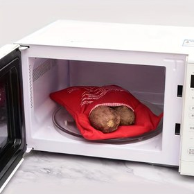 Resim 1 adet Yeniden Kullanılabilir Mikrodalga Patates Pişirme Torbası - Dakikalar İçinde Hızlı & Kolay Pişmiş Patatesler, Yıkanabilir PET Malzeme, Verimli Yemek Hazırlığı İçin Mutfak Aksesuarı, Patates Pişirme Aksesuarı|Verimli Pişirme Çözümü|Isıya Dayanıklı Kumaş 