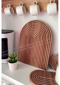 Resim Gökkuşağı Desenli Dalgalı Ahşap Sunum Tabağı Büyük Boy 33x24 Cm Doğal Kayın Ağacı - Kl-ag52t52a Ahşap 