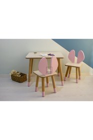 Resim WOODA Montessori Yaz–Sil Yüzeyli Aktivite Masa ve Fare Kulaklı Sandalye Takımı 