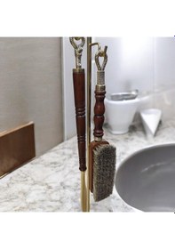 Resim Ayakkabı Çekeceği Ahşap Ve Krom Oymalı Fırçalı Set-bronz 
