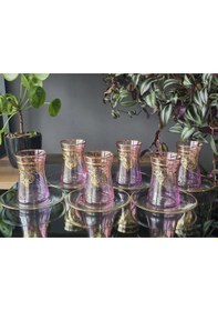 Resim Konyax Çay Seti 12 Parçalık Elızabeth Pembe Lüsterli Renkli 