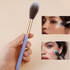 Resim 1 adet/5 adet/10 adet Alev Vurgu Fırçası Makyaj Fırçası Yüksek Kaliteli Ahşap Saplı Allık Fırçası Gevşek Pudra Fırçası Yumuşak Kalıntı Pudra Fırçası Çok Fonksiyonlu Yüz Makyaj Aracı 