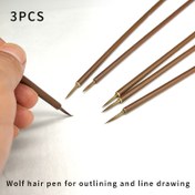 Resim 3 adet ArtPro El Yapımı Kurt Saçlı Boya Fırçaları Seti - Karma Malzeme Şeritli Fırçalar ile Oluklu Saplar için Su Boya, Guaj ve Çizim - Çeşitli Resimler için Ultra İnce Konturlu Kalemler 