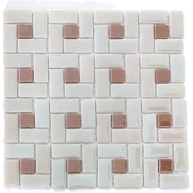 Resim MozaiKristaL Tüm yüzeyler için 25x50mm P.Krem-A. Kahve, 31.5x31.5cm. Fileli Cam Mozaik. (10 File=1 m2 Fiyatı) 