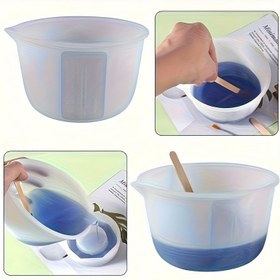 Resim 1 Paket 600ml Esnek Silikon Reçine Karıştırma Kabı - Yüksek Hassasiyetli Ölçümlü, Yeniden Kullanılabilir Yapışmaz Silindirik Kalıp, Epoksi Takı Yapımı için, El Sanatları Malzemeleri, Kolay Kullanım Araçları, Dayanıklı Ahşap Spatula 