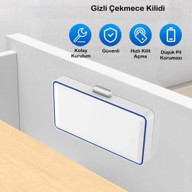 Resim Gizli Dolap Kilidi Elektronik Akıllı Anahtarsız Çekmece -Dolap Kilidi Görünmez Çekmece Kilidi 