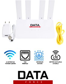 Resim DataForce 4G im Kartlı 4 Anten 1 PORT Taşınabilir Router Wifi 6 Modem CPF906 