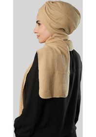 Resim Hürrem Bone Bej Kışlık Kendinden Atkılı Peluş Tesettür Bone Jakar Düz 2329 12 Bej 
