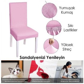 Resim Balpeteği Desen Likra Kumaşlı Tüylenmez Yikanabilir Sandalye Örtüsü Sandalye Kılıfı Yeni Model Tekli Pudra 