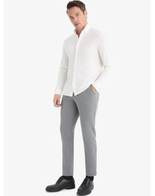 Resim Defacto Tailored Fit Düz Paça Her Yöne Esneyen Yumuşak Tuşe Cepli Pantolon C7508AX25AU Gri 