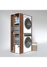 Resim Kenzlife Çamaşır-Kurutma Makinesi Dolabı Demyan Sol Cvz 180*090*60 Banyo Kapaksız Arkalıksız Çok Renkli 