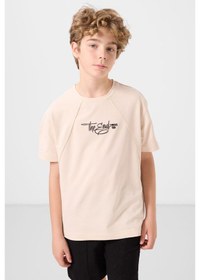 Resim Tommylife Bej Pamuklu Yumuşak Dokulu Oversize Baskılı Erkek Çocuk T-shirt - 11285 Bej 