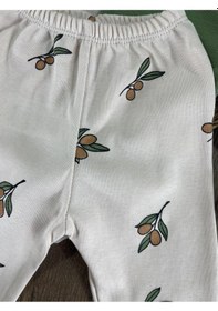 Resim Zeytin Baskılı Yenidoğan Organik Pamuk Erkek Bebek Patikli Eşofman 3lü Set Çok Renkli 