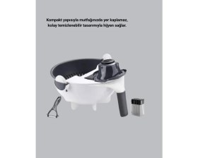 Resim Zero Land Muratech 5 Fonksiyonlu Döner Re Süzgeçli Çok Amaçlı Sebze Doğrayıcı Kaymaz Tabanlı 