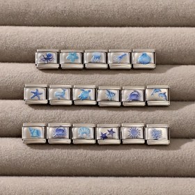 Resim 1 adet Mavi Temalı Reçine Takı Seti Doğum Günleri ve Yıldönümleri için, Deniz Kabuğu, Yunus ve Denizanası Okyanus Yaratıklarının Zarif Tasarımlı Serisi - Yaratıcı Moda Modül Kolye, Bileklik ve Yüzük Aksesuarları (Tek Parça, Birleştirilmemiş) 