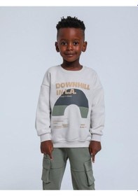 Resim Jack Lions Erkek Bebek Downhill Yazılı Sweatshirt-14342 Gri 