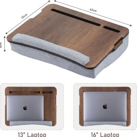 Resim Vigo Wood Minderli Eğim Ayarlanabilir Laptop Sehpası 13" ve 15.6" Taşınabilir Notebook Tablet ve Telefon Bölmeli Masa 