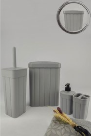 Resim Digithome 4 Parça Fitilli Banyo Seti Gri - Kıranda 6 C320.037 