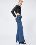 Resim İspanyol Paça Kot Pantolon Yüksek Bel - Flare Jeans 